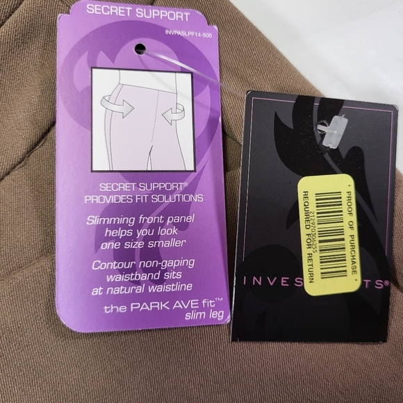 INVESTMENTS Park Avenue Slim Leg Stretch Slacks in Tan - Size 18R - Picture 5 of 5